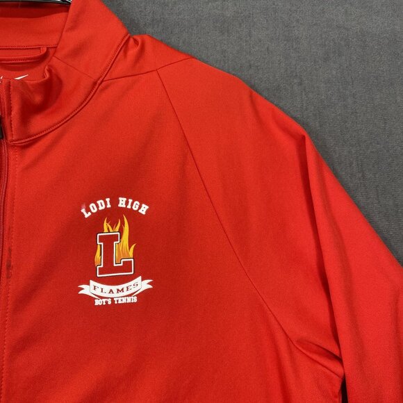 Nike Red Full-Zip Dri-Fit Jacket L Lightweight Polyester Mens Lodi High Teamwear - Picture 10 of 13